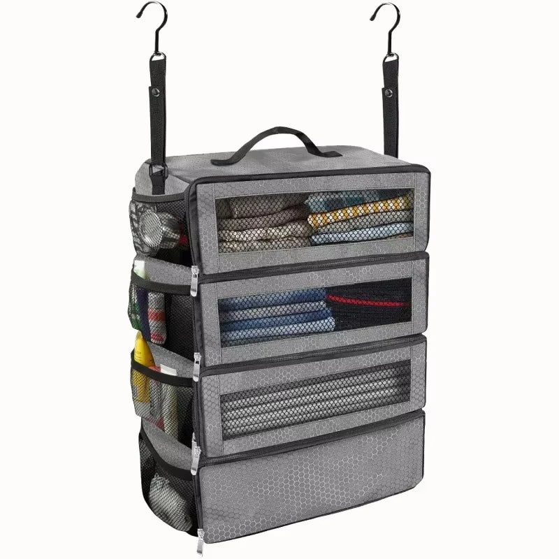 Hanging suitcase shelves in gray