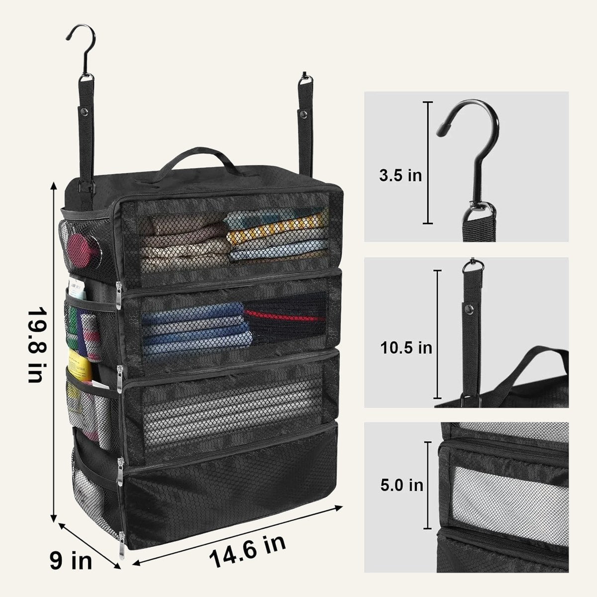 Dimensions: 19.8 in tall, 14.6 in wide, 9 in deep